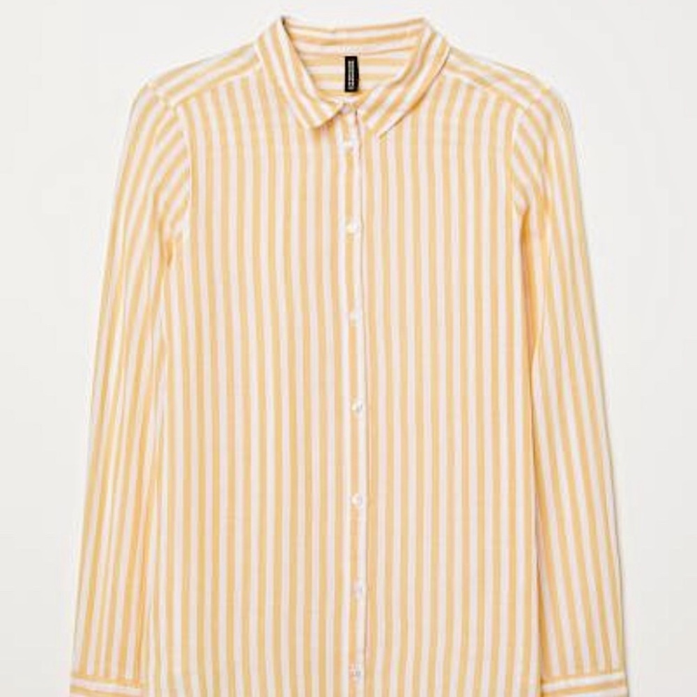 H&M Striped Yellow Button Down Shirt